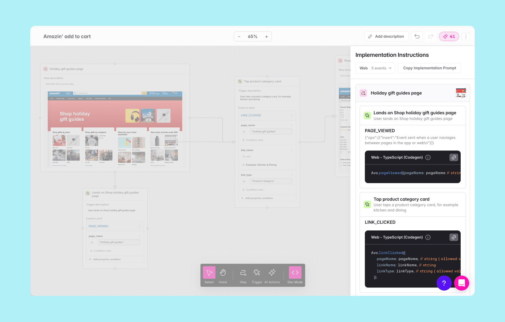 Developer mode in the journey builder